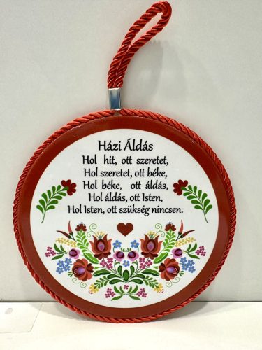 Házi áldás – kerámia edényalátét magyaros mintával