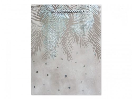 Óriás Leveles Ajándéktasak – Ezüst Elegáns Dísztasak (31×12×40 cm)