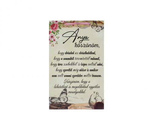 „Anya, köszönöm…” – Megható fa dekor tábla anyáknak (16×26 cm)