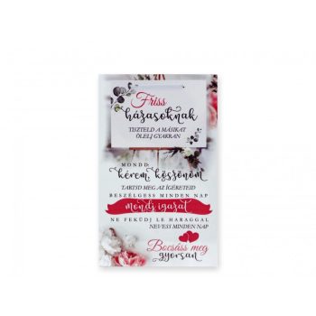   „Friss házasoknak” – Megható esküvői idézetes fa dekor tábla (16×26 cm)