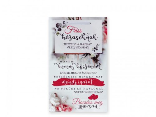 „Friss házasoknak” – Megható esküvői idézetes fa dekor tábla (16×26 cm)