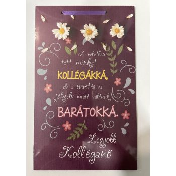   „Legjobb kolléganő” – Virágos, megható fa dekor tábla