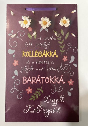 „Legjobb kolléganő” – Virágos, megható fa dekor tábla