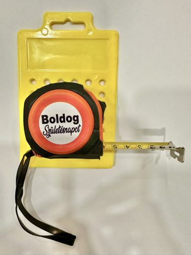 „Boldog Születésnapot” mérőszalag 3 m – Praktikus és humoros ajándék