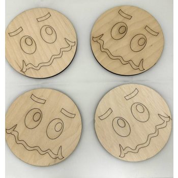 Lézervágott fa poháralátét - mókás arc dizájn