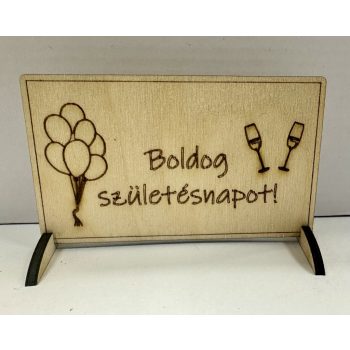  Lézervágott fa tábla - "Boldog születésnapot!"