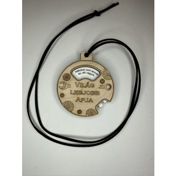 Világ Legjobb Apja – Gravírozott fa érem nyakpánttal