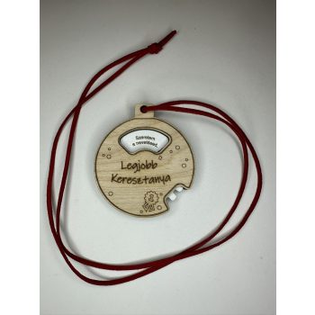 Legjobb Keresztanya – Gravírozott fa érem nyakpánttal