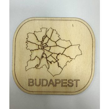 Budapest térképes fa hűtőmágnes