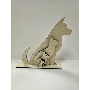   Lézervágott állatos fa dekoráció – minimalista és természetes otthoni dísz