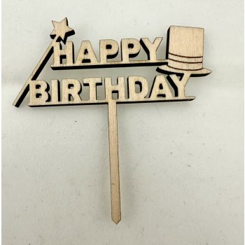 "Happy Birthday" Elegáns Lézervágott Fa Tábla