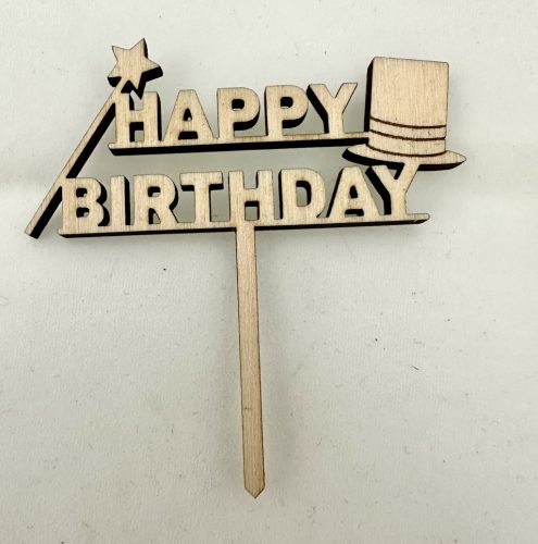 "Happy Birthday" Elegáns Lézervágott Fa Tábla