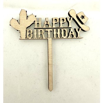   "Happy Birthday" Vadnyugati Stílusú Lézervágott Fa Tábla