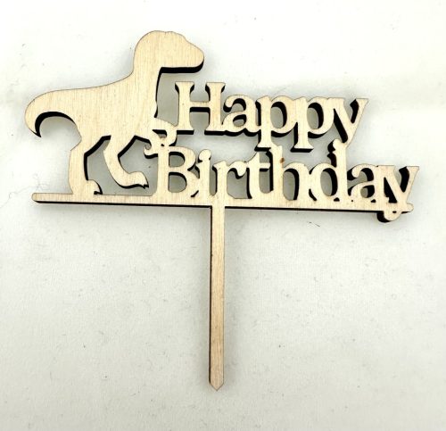 "Happy Birthday" Dínós Lézervágott Fa Tábla