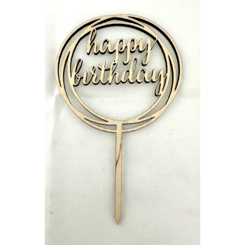   "Happy Birthday" Kör Dizájnú Lézervágott Fa Tábla