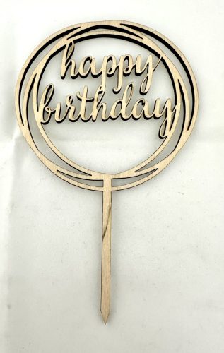 "Happy Birthday" Kör Dizájnú Lézervágott Fa Tábla