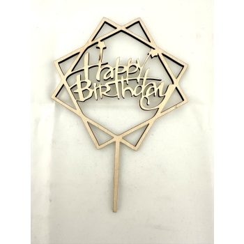   "Happy Birthday" Csillagformájú Lézervágott Fa Tábla