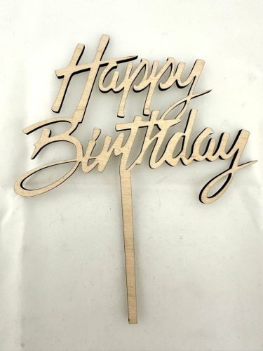 "Happy Birthday" Elegáns Lézervágott Fa Tábla