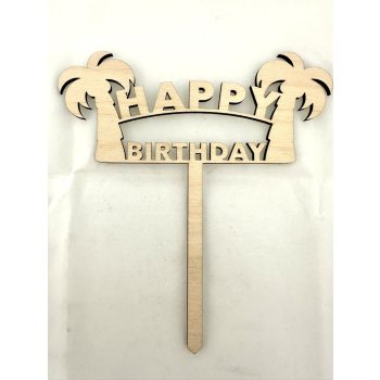   "Happy Birthday" Trópusi Stílusú Lézervágott Fa Tábla