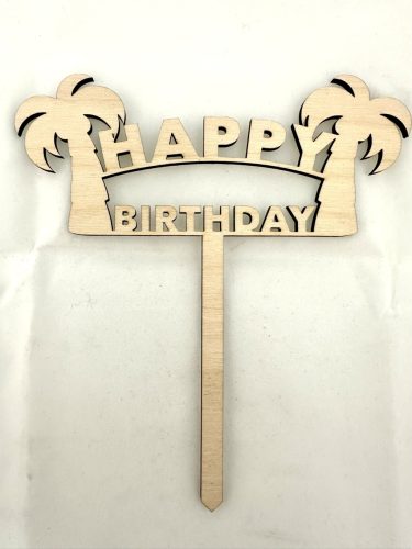 "Happy Birthday" Trópusi Stílusú Lézervágott Fa Tábla