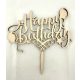 "Happy Birthday" Lézervágott Fa Tábla Lufikkal és Csillagokkal
