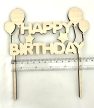 "Happy Birthday" Lézervágott Fa Tábla Lufikkal