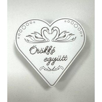   "Örökké Együtt" Szív Alakú Gyűrűdoboz – Gravírozott Fa Ajándékdísz