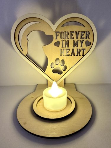 Forever in My Heart – Kutyás emlék mécsestartó LED mécsessel