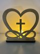 Örök fény – szív és kereszt motívumos mécsestartó