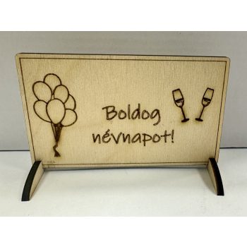 Lézervágott fa tábla - "Boldog névnapot!"