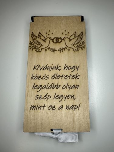 Esküvői fa pénzátadó doboz – „Közös életetek legyen olyan szép”