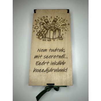   „Nem tudtuk, mit szeretnél” – Fa pénzátadó ajándékdoboz