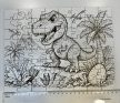 Dinoszauruszos fa puzzle gravírozott díszdobozban – 64 darabos