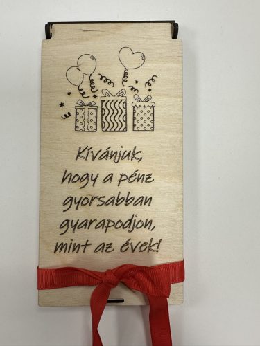 Pénzes jókívánság fa dobozban