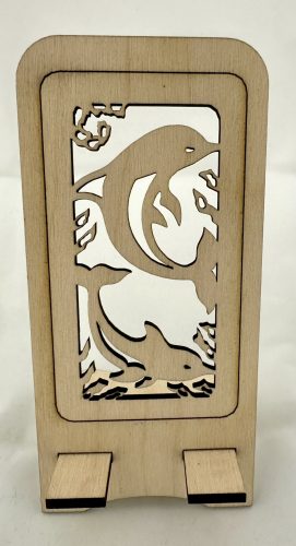 Delfin Mintás Fa Telefonállvány