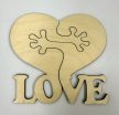 Lézervágott fa dísz - „LOVE” szív alakú dekorelem
