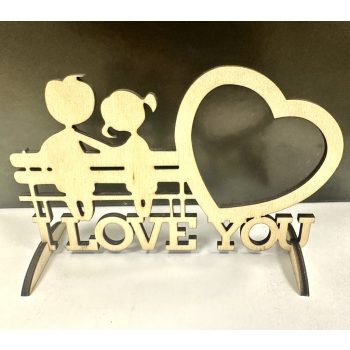 Lézervágott fa dísz - "I LOVE YOU"