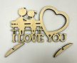 Lézervágott fa dísz - "I LOVE YOU"