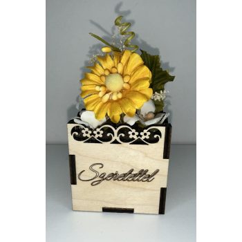 Napfény Virágbox – Szeretettel fa díszdobozban