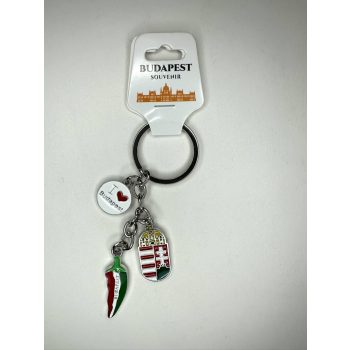 Hungarikum kulcstartó – címerrel és paprikával