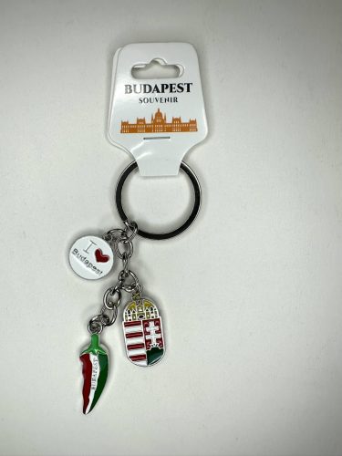 Hungarikum kulcstartó – címerrel és paprikával