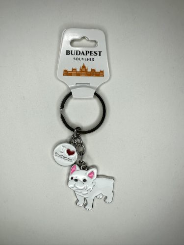 Budapesti Bulldog – fehér kutyus kulcstartó