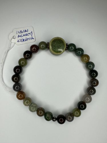 Őserő – Indiai Achát Férfi Karkötő Kerámia Középpel