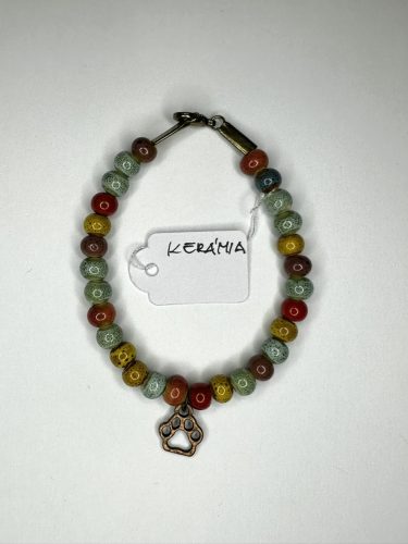 Mancsnyom – Kerámia karkötő bronz mancs medállal
