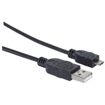 Manhattan kábel USB 2.0 A-Micro-B M/M, 1,8m, fekete