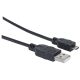 Manhattan kábel USB 2.0 A-Micro-B M/M, 1,8m, fekete