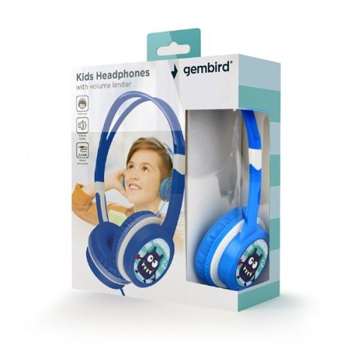 GEMBIRD Headset, Jack, Gyerek fejhallgató hangerő-szabályozóval, kék