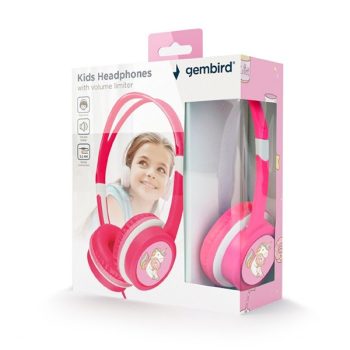   GEMBIRD Headset, Jack, Gyerek fejhallgató hangerő-szabályozóval, rózsaszín/pink