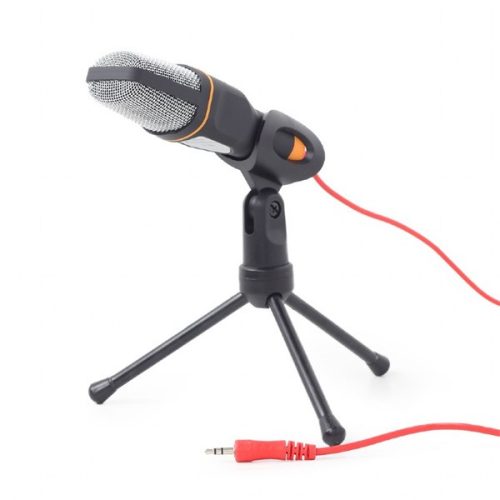 GEMBIRD Mikrofon, Asztali mikrofon tripod állvánnyal, fekete