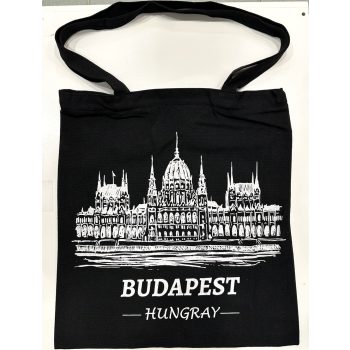   Budapest Parlament Vászontáska – Fekete Prémium Bevásárlótáska